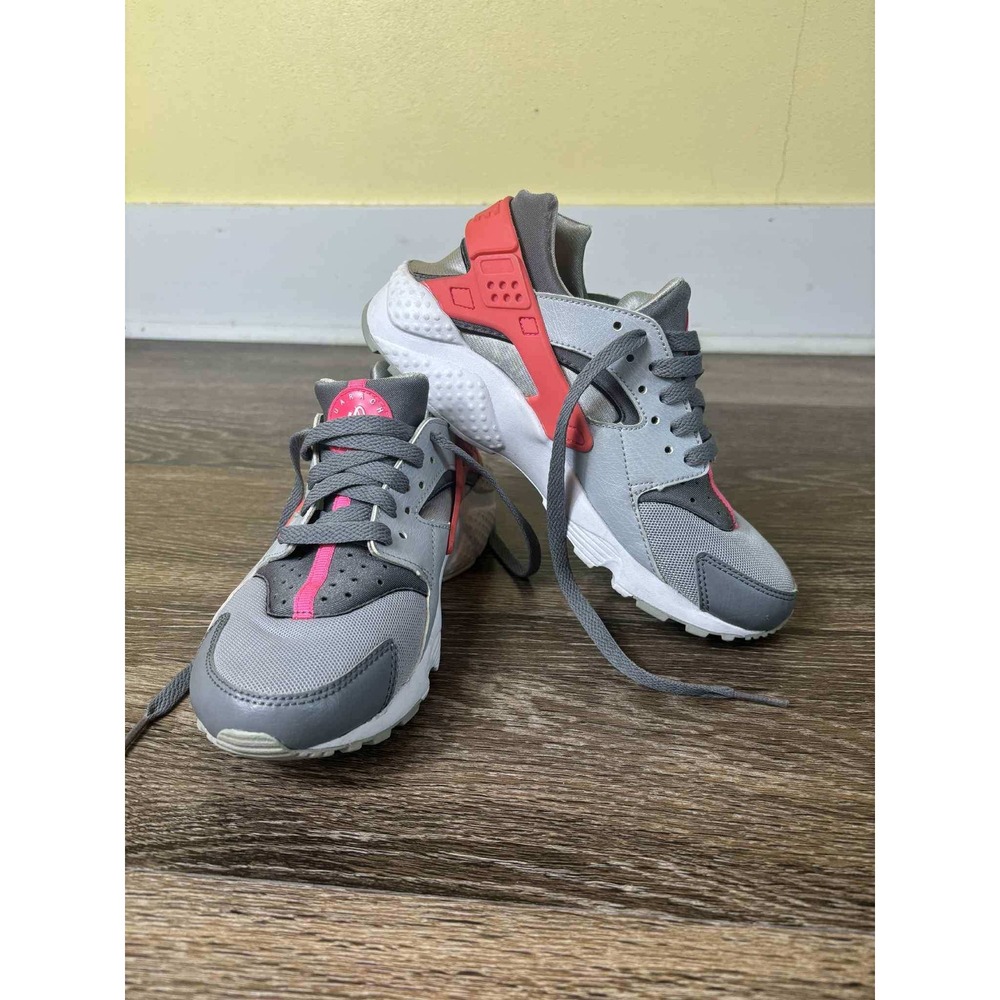 Nike Huarache Run Grade School Kids Sneakers‎ Gray Pink Red Shoes Size 4.5